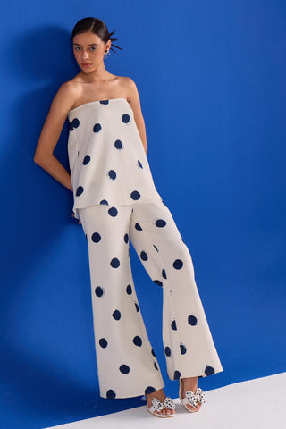 Polka Co-ord Set Contemporary Wear – White Polka Set by Zazu