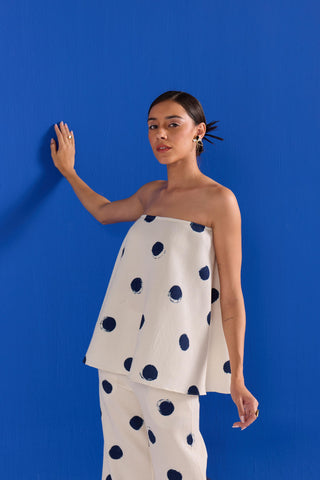 Polka Co-ord Set Contemporary Wear – White Polka Set by Zazu