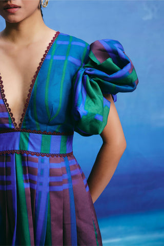 Dress – Contemporary Wear – Multicolor aqua prism by Payal & Zinal