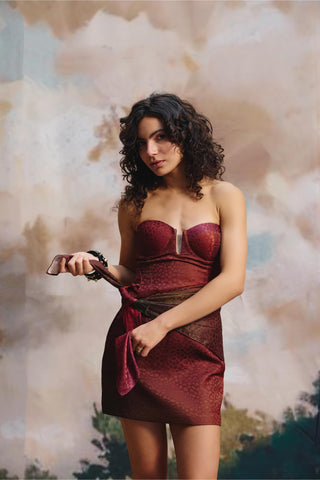 Dress – Contemporary Wear – Multicolor crimson key by Payal & Zinal