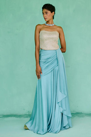 Corset Traditional Wear - Blue Zoha Corset by Chamee & Palak