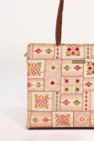 Multicolor ziana embroidered terra tote bag