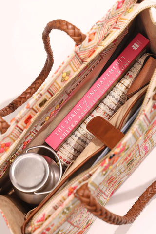 Multicolor ziana embroidered terra tote bag