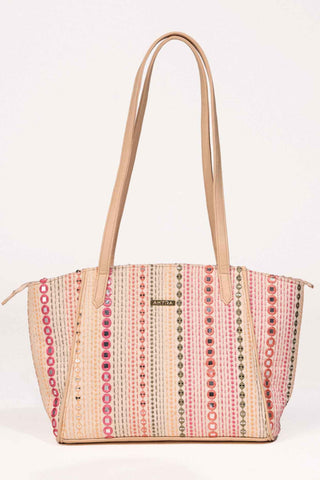 Multicolor zoey embroidered terra tote bag