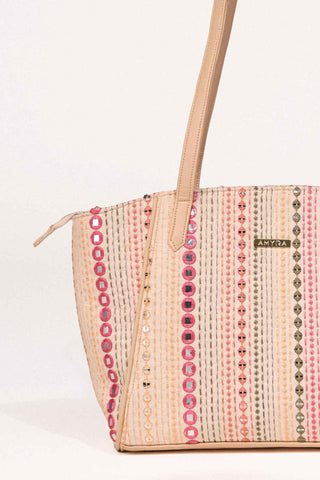 Multicolor zoey embroidered terra tote bag