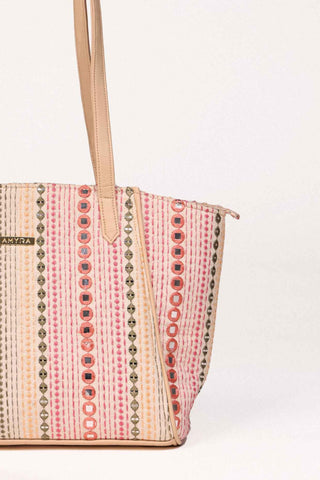 Multicolor zoey embroidered terra tote bag