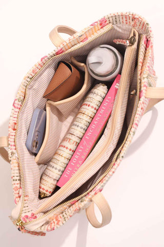 Multicolor zoey embroidered terra tote bag