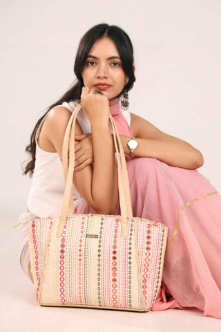 Multicolor zoey embroidered terra tote bag