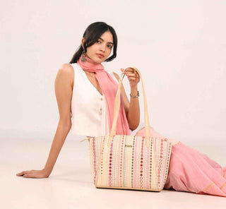 Multicolor zoey embroidered terra tote bag