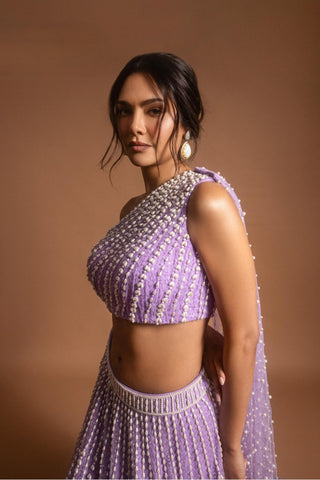 Lehenga for Wedding Ceremony – Purple Jhoomra Pearl Embellished by Vvani By Vani Vats