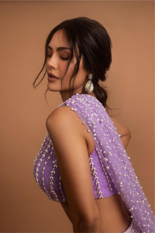 Lehenga for Wedding Ceremony – Purple Jhoomra Pearl Embellished by Vvani By Vani Vats