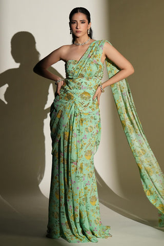 Saree Set Indian Wedding - Green Sienna Saree by Kiyohra