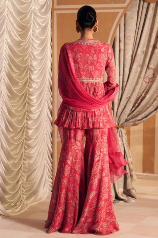 Pink gulsitan hunar peplum set