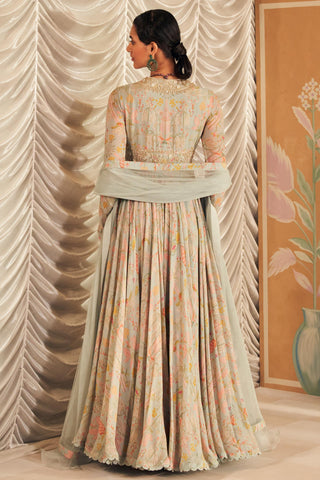 Blue fankaar hunar anarkali set