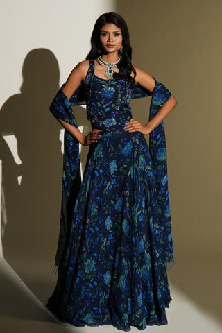 Lehenga Set Indian Wedding - Blue Inara Lehenga by Kiyohra