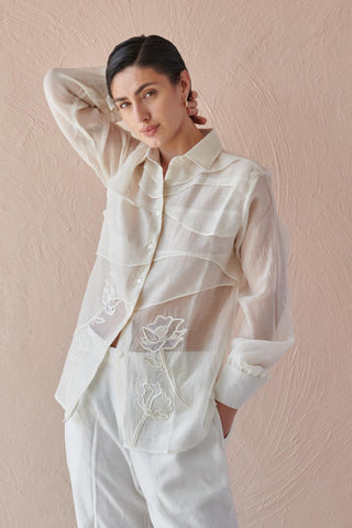 Shirt Contemporary Wear - Ivory Moon Ripple by The Loom Art