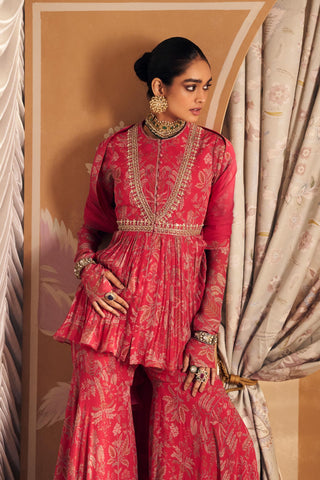 Pink gulsitan hunar peplum set