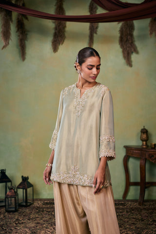 Kurta Set for Indian Wedding - Gold and Green Quinn Kurta Set by Seema Thukral at Mrs. G