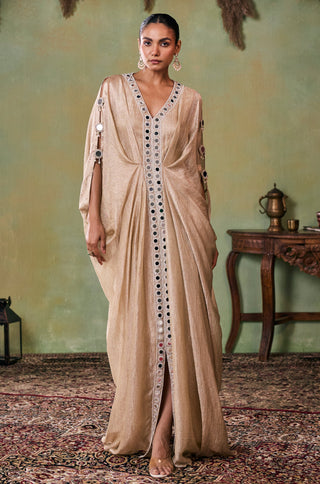 Kaftan for Indian Wedding - Gold Ayela Kaftan by Seema Thukral at Mrs. G