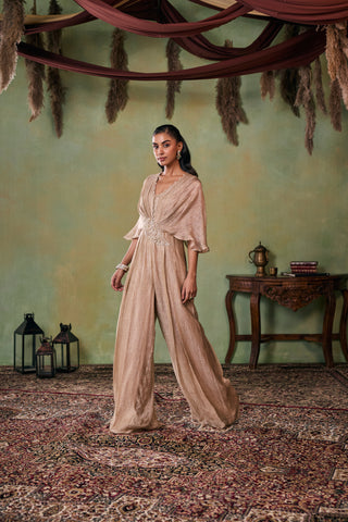 Jumpsuit for Indian Wedding - Gold Charlette Jumpsuit by Seema Thukral at Mrs. G