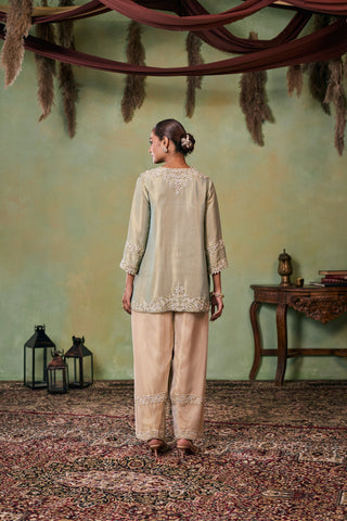 Kurta Set for Indian Wedding - Gold and Green Quinn Kurta Set by Seema Thukral at Mrs. G