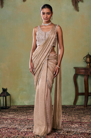 Saree Set for Indian Wedding - Gold Aurelia Saree Set by Seema Thukral at Mrs. G