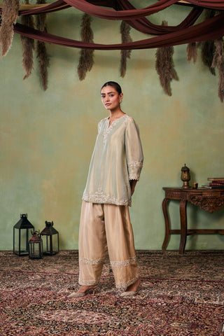 Kurta Set for Indian Wedding - Gold and Green Quinn Kurta Set by Seema Thukral at Mrs. G