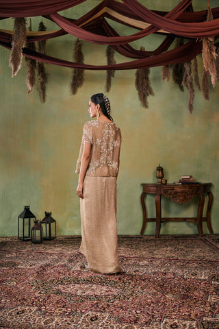 Skirt Set for Indian Wedding - Gold Elara Choli, Jacket and Skirt Set by Seema Thukral at Mrs. G