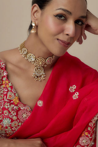 Choker Set Indian Wedding Gold Samira Polki Necklace by Vivinia by Vidhi Mehra