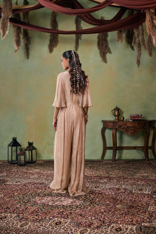 Jumpsuit for Indian Wedding - Gold Charlette Jumpsuit by Seema Thukral at Mrs. G