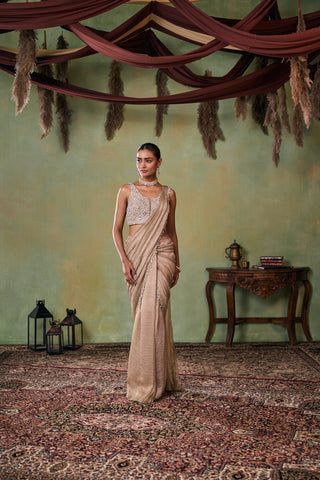 Saree Set for Indian Wedding - Gold Aurelia Saree Set by Seema Thukral at Mrs. G