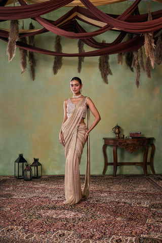 Saree Set for Indian Wedding - Gold Aurelia Saree Set by Seema Thukral at Mrs. G