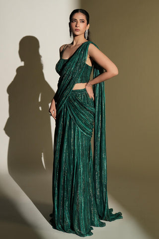 Saree Set Indian Wedding - Green Lumi Saree by Kiyohra