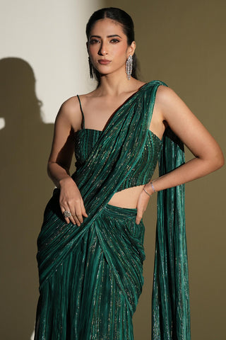 Saree Set Indian Wedding - Green Lumi Saree by Kiyohra