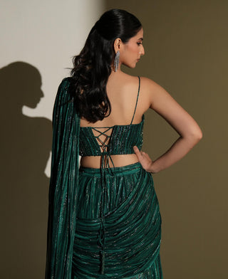 Saree Set Indian Wedding - Green Lumi Saree by Kiyohra