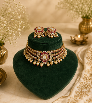 Pink noorani choker set