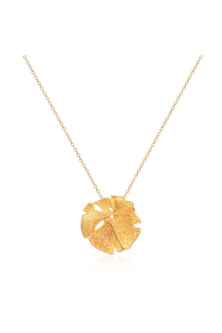 Necklace Contemporary Wear - Gold Ginkgo Leaf Charm Pendant by Putstyle