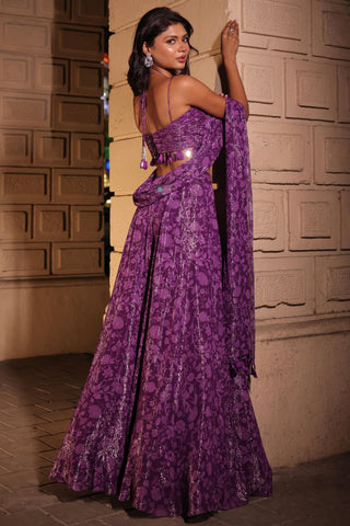 Purple printed elara lehenga