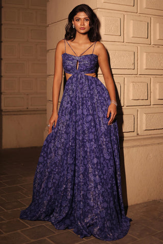 Royal blue printed elara gown
