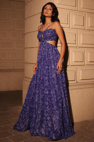 Royal blue printed elara gown