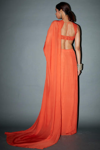 Orange maddeline diwali jaaneman saree set