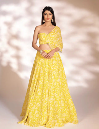 Opal ruched blouse and printed lehenga