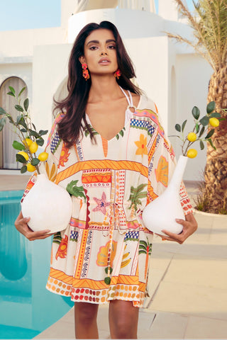 Multicolor bonnes vacances el ojo kaftan top