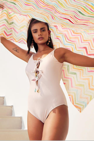 Beige bonnes vacances mirissa swimsuit