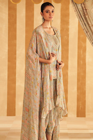 Blue gil hunar kurta cape set