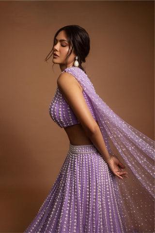 Lehenga for Wedding Ceremony – Purple Jhoomra Pearl Embellished by Vvani By Vani Vats
