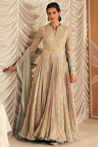 Blue fankaar hunar anarkali set