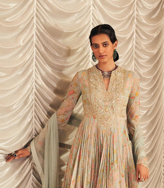 Blue fankaar hunar anarkali set