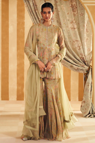 Green nashit hunar peplum set