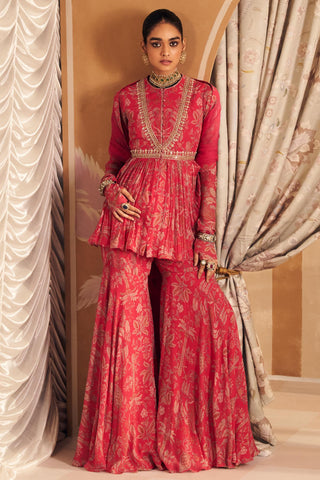 Pink gulsitan hunar peplum set